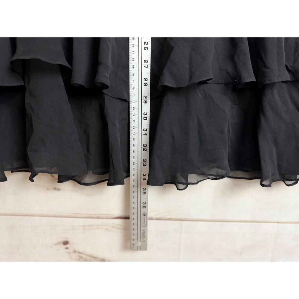 Lauren Ralph Lauren Skirt M Black 100% Silk Tiered Ruffle Flowy Chiffon - Picture 6 of 6